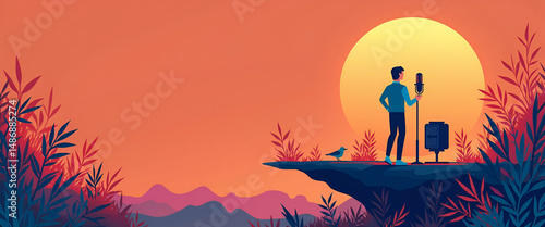 Exhibit refined podcast promotional art visuals featuring creative digital illustrations engaging typography and sophisticated visual branding elements that enhance audience engagement and reinforce b