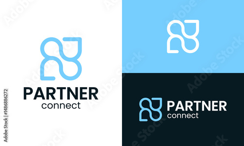 Partners logo design. Human unity concept vector design with connected people modern symbol graphic icon