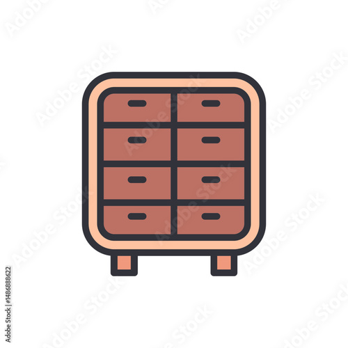 Wooden Cabinet With Eight Drawers For Storing Items And Belongings