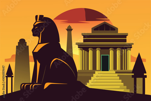 Majestic Sphinx at Rest by Ancient Temple