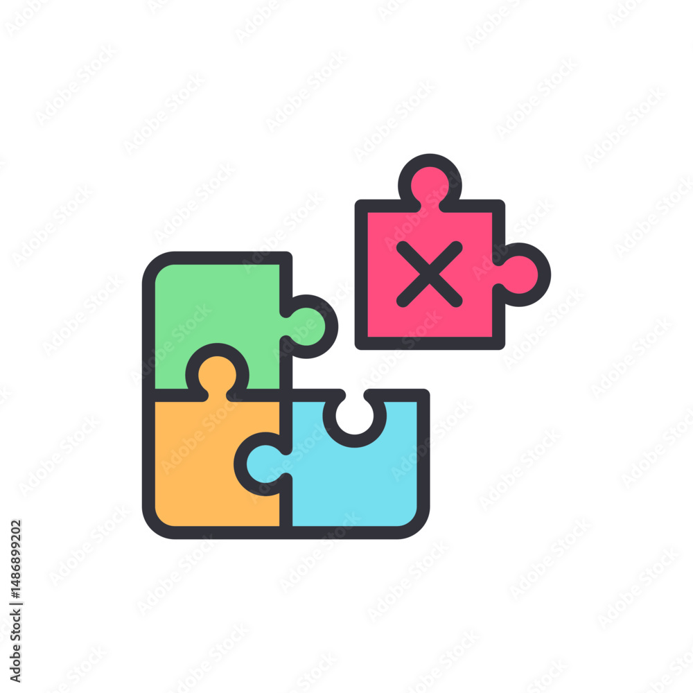 Obraz premium Creative Puzzle Connection With Incomplete Piece And Marked For Removal