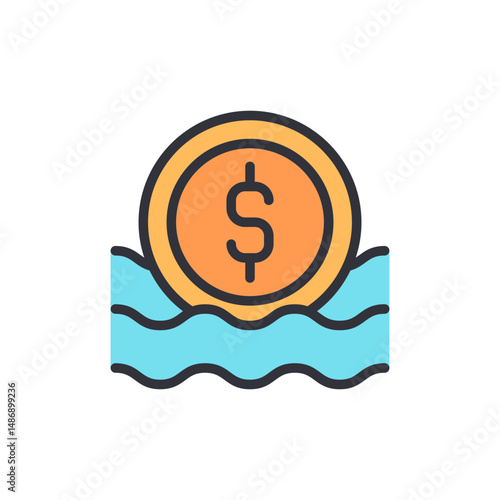 Icon Representing Money Laundering In A Sea Of Financial Risk