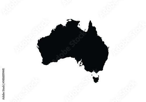 Oceania silhouette. This image shows a black Australia map silhouette. Vector clipart illustration design.