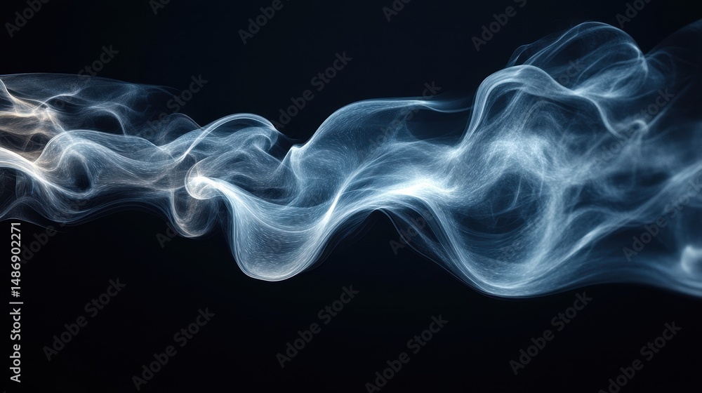 Abstract Blue and White Particle Flow on Dark Background Abstract Blue and White Particle Flow on Dark Background