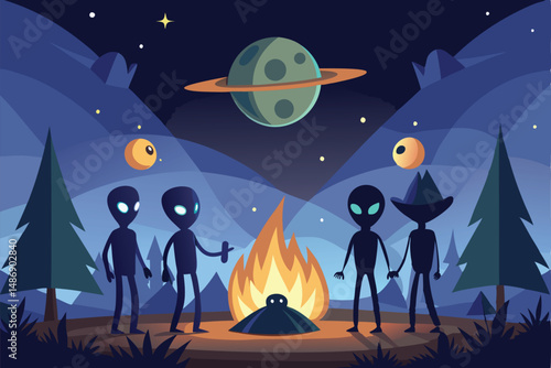 Campfire Encounters of Eerie Extraterrestrials in the Night
