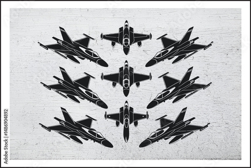 Supersonic Strike Force Illustration,
Military Jet Line Art,
Combat Aircraft Vector Set,
Airborne Power – Jet Fighter Set