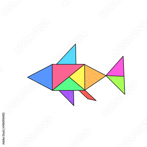Free Download Tangram shark origami paper kite - GFXLoad