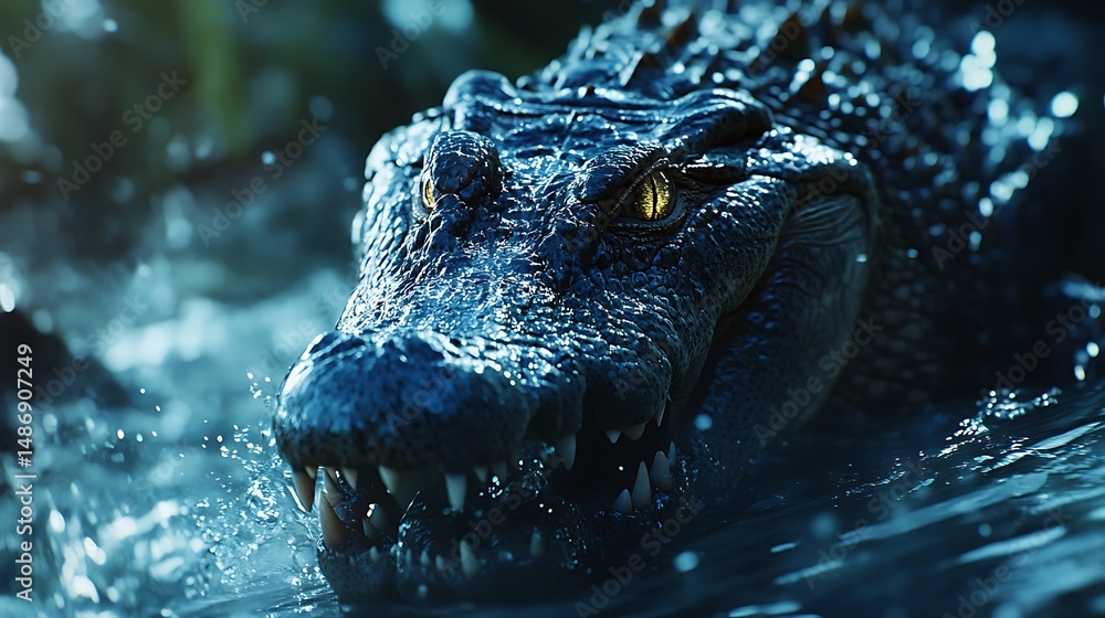 Obraz premium Aggressive crocodile in water