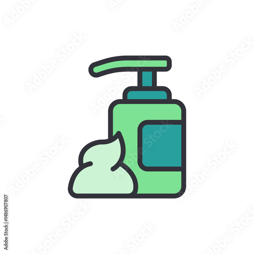 Depiction Of A Bottle With Pump Dispenser And Creamy Facial Cleanser