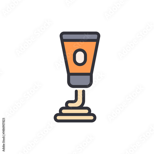 Stylized Tube Dispensing Cream Icon For Healthcare Or Beauty Products