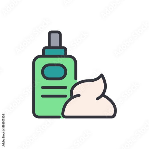 Illustrated Shaving Cream Container With Applied Foam On Transparent Backdrop