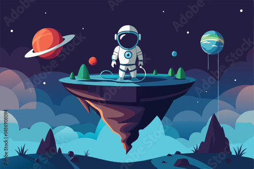 Cosmic Discovery: Astronaut Witnessing a Solitary Object Amidst Celestial Void