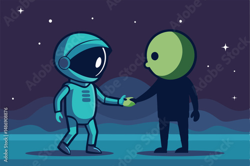 Cosmic Connection: Astronaut Reaching for an Extraterrestrial Encounter