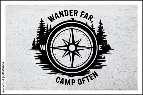 Rustic Travel & Camping Logo,
Navigate the Wild Outdoor Life,
Forest Compass Journey Emblem