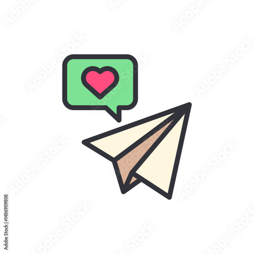 Paper Airplane With Love Notification Flying Through The Air