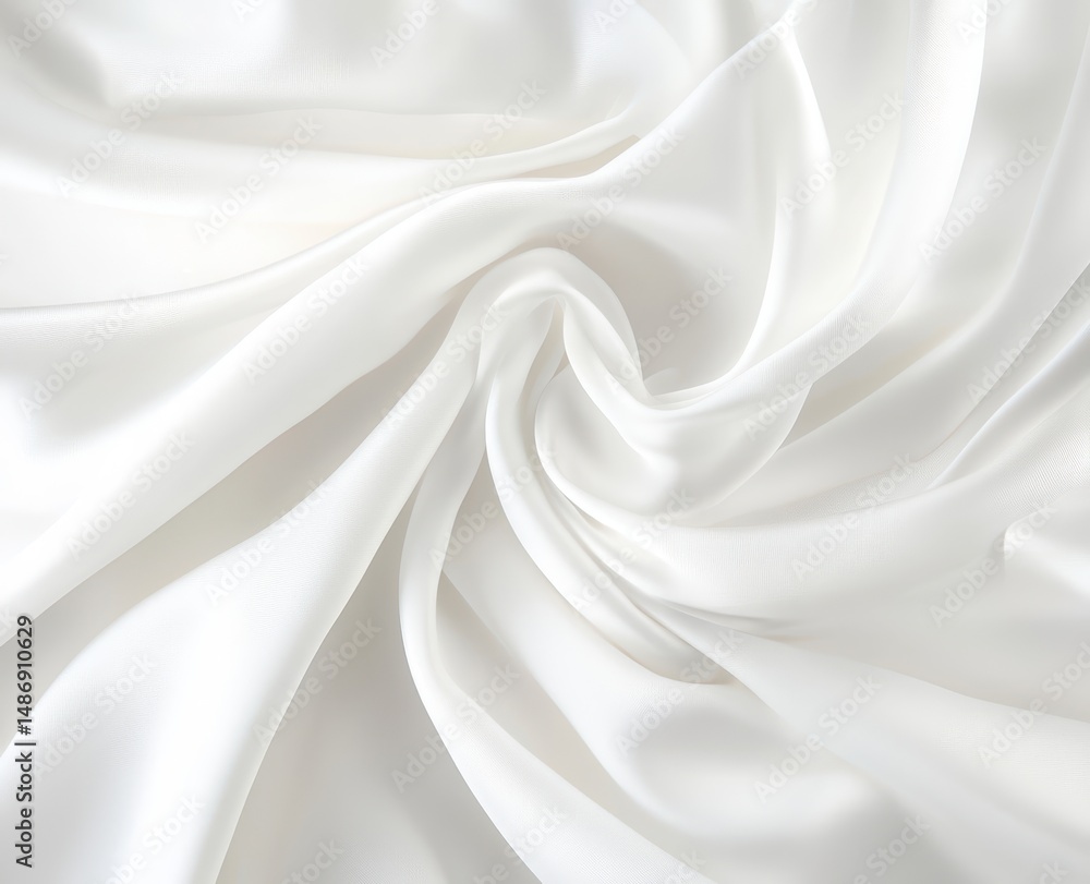 Naklejka premium Elegant white silk fabric with soft, swirling folds