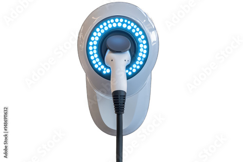 Electric vehicle charger with illuminated ring