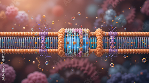 G protein coupled receptors gated ion channel. Structure of a G protein-coupled receptor (GPCR). Mechanism for the transport of ions. Cell membrane receptors for ligands bind.  vector illustration