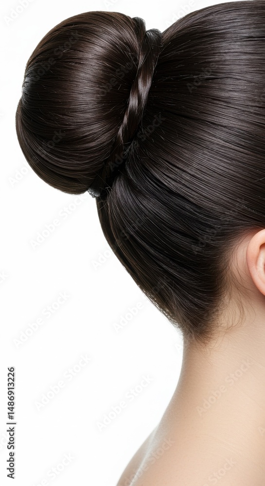 Naklejka premium Classic ballet bun, dark hair