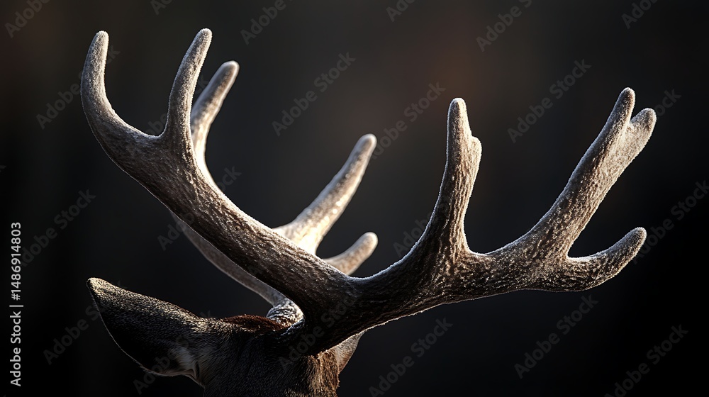 Fototapeta premium Frosted stag antlers closeup