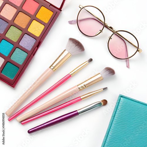 make up brushes and powder