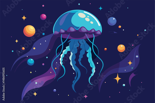 Majestic Cosmic Jellyfish Illuminating the Nebulae Void