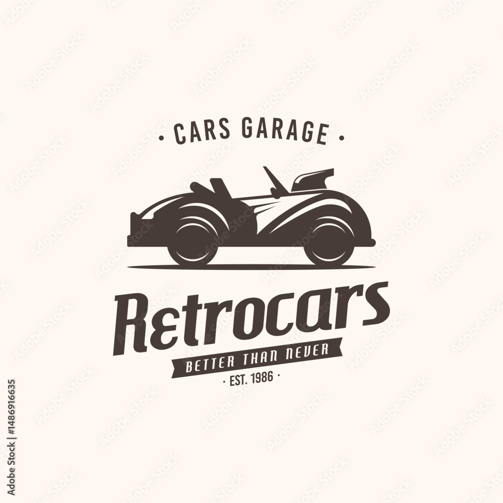Fototapeta premium Retro car logo template vector. Vintage automobile logo concept