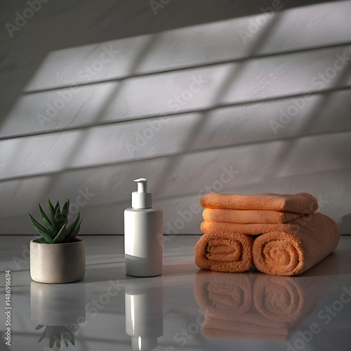 spa still life with towel