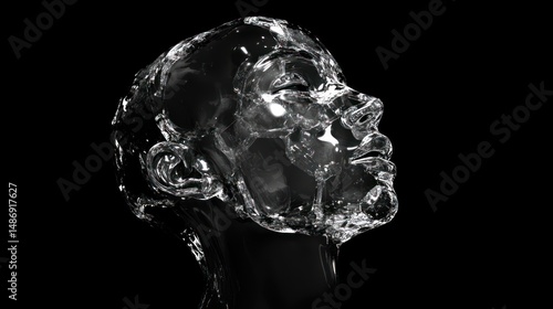 Glass Head Sculpture: A Crystalline Portrait of Serenity