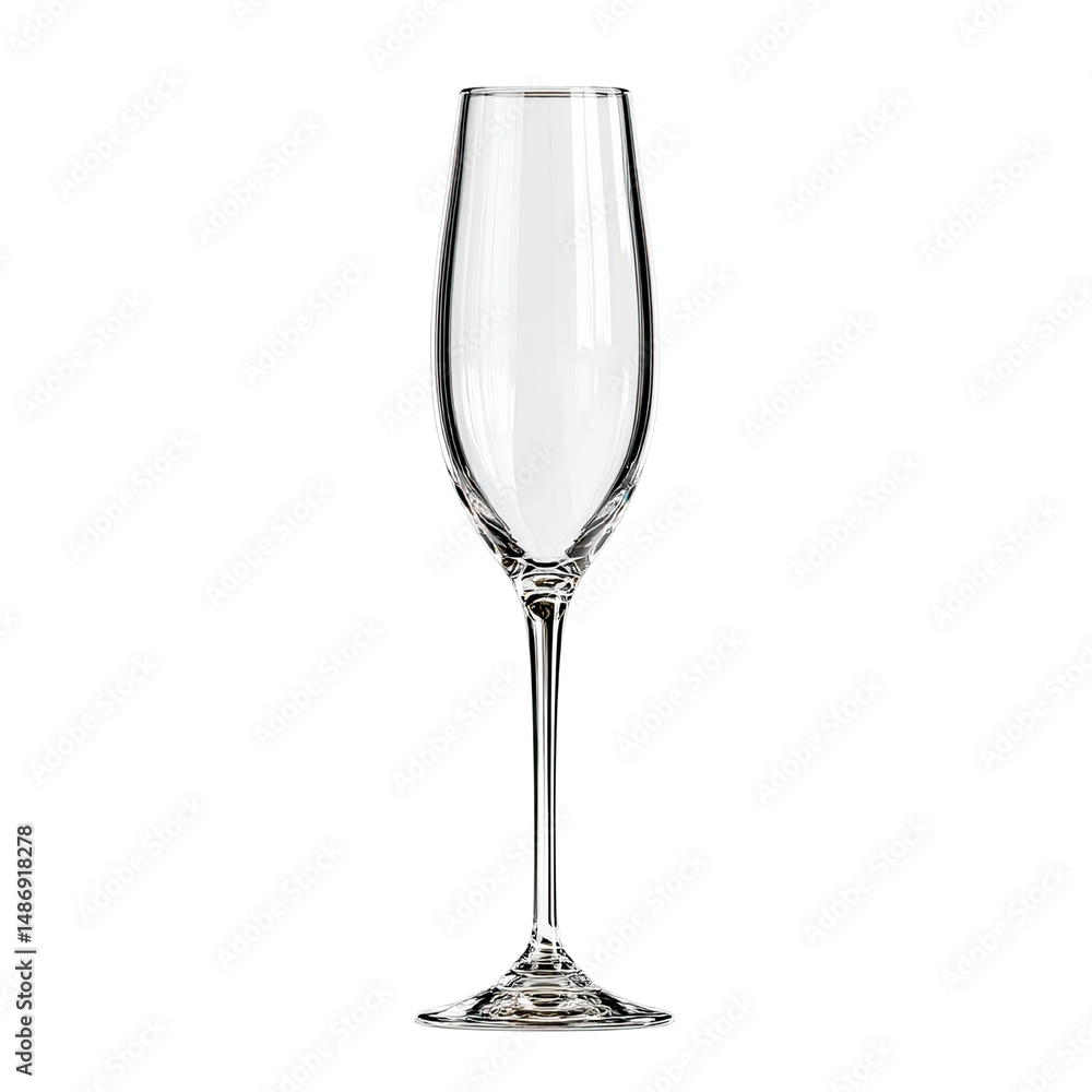 Elegant Empty Champagne Flute Glass on Green Elegant Empty Champagne Flute Glass on Green