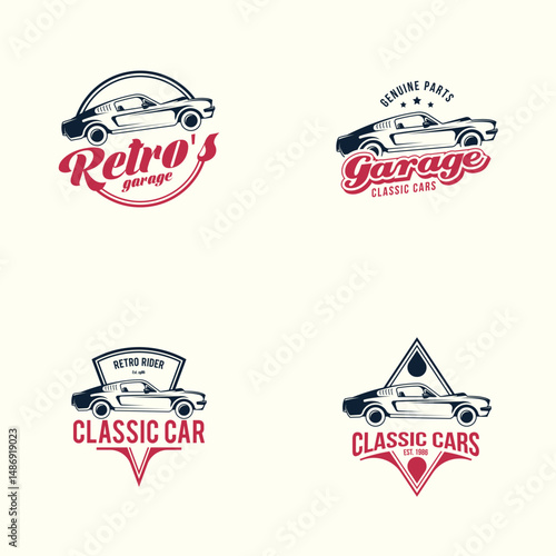 Retro car logo template vector. Vintage automobile logo concept