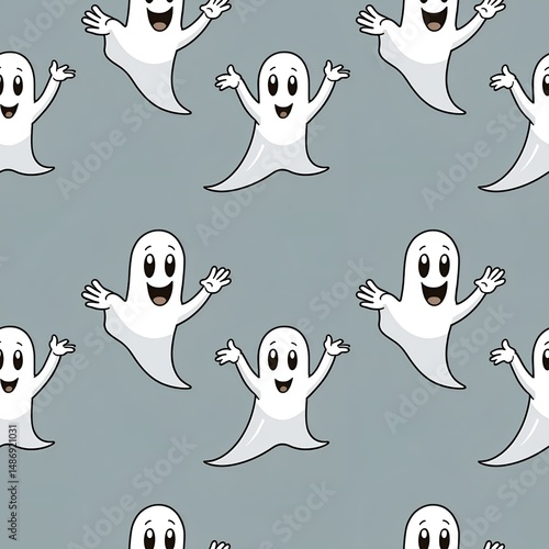 illustrated ghosts waving cheerfully