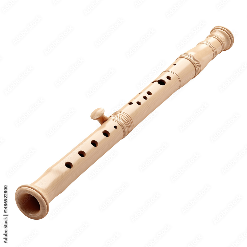 Naklejka premium Authentic Wooden Recorder Flute - Traditional