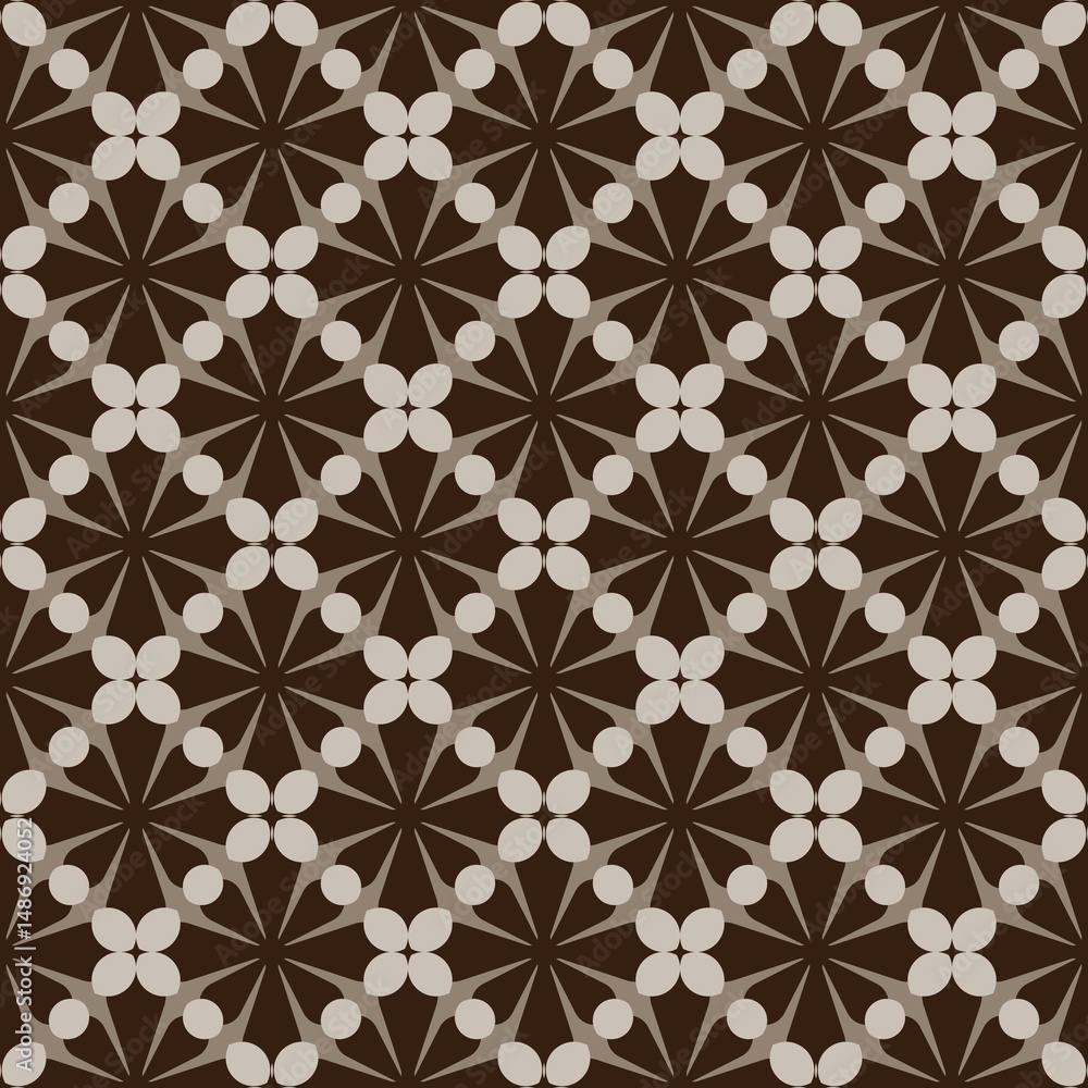 Fototapeta premium Modern Arabesque Bloom, Abstract Geometric Tile Seamless Pattern for Textile, Wallpaper, and Digital Backgrounds.