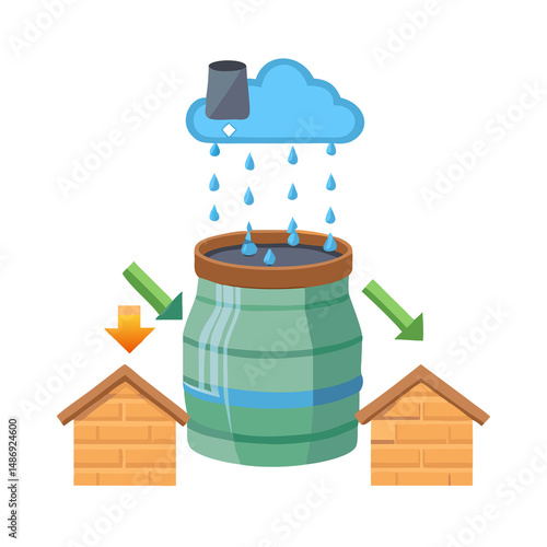 Rainwater Harvesting - Water Saving Icon
