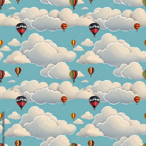 hot air balloons and clouds