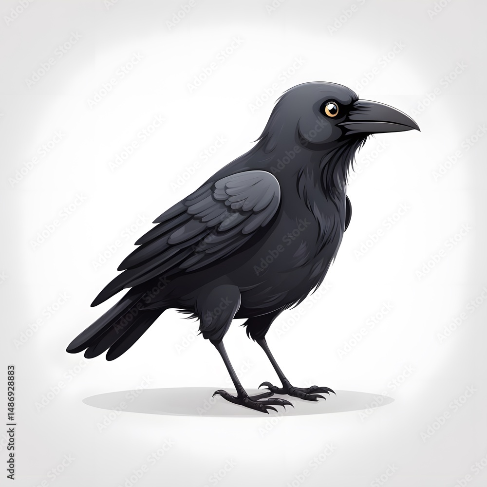 Fototapeta premium A cute cartoon crow isolated on white background