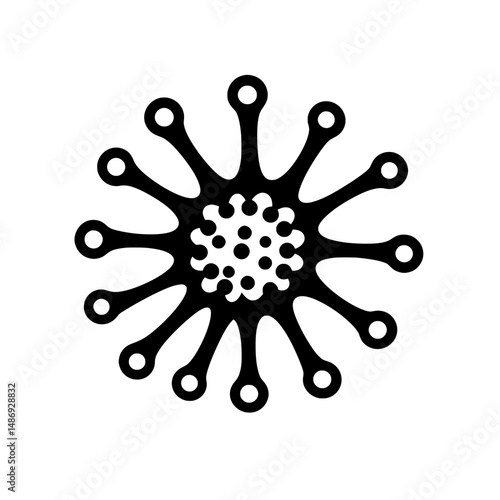 Unique virus structure icon for scientific communication, microbiology visuals, and healthcare materials