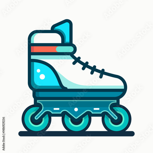 Retrostyled inline roller skate illustration cartoon flat design illustration