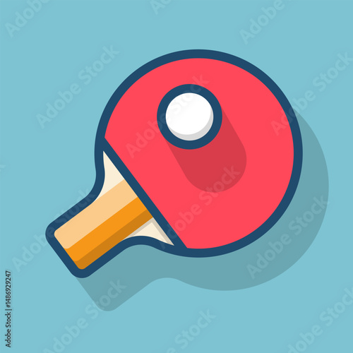 Table tennis paddle ready for play cartoon flat design illustration