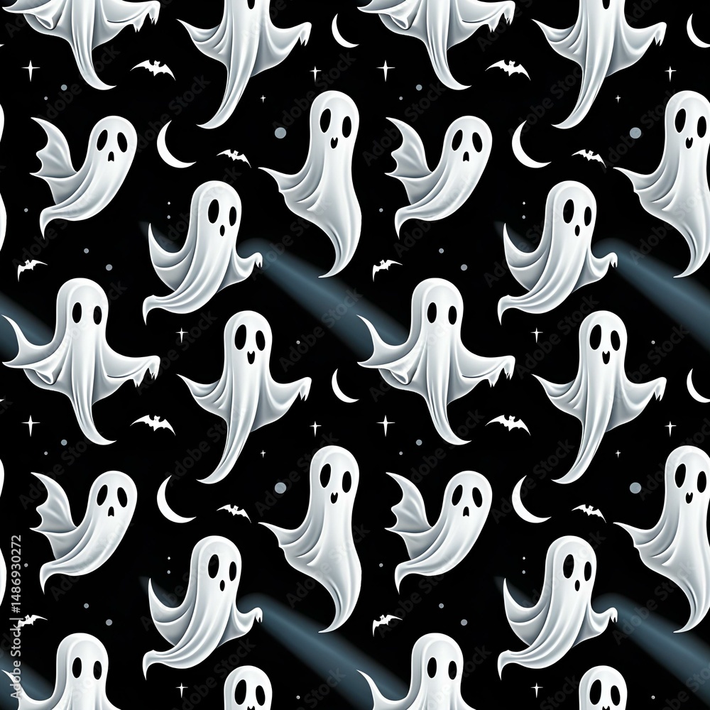 ghosts drifting in a seamless Halloween motif ghosts drifting in a seamless Halloween motif