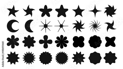 Collection of Silhouette Star, Moon, and Shape Designs