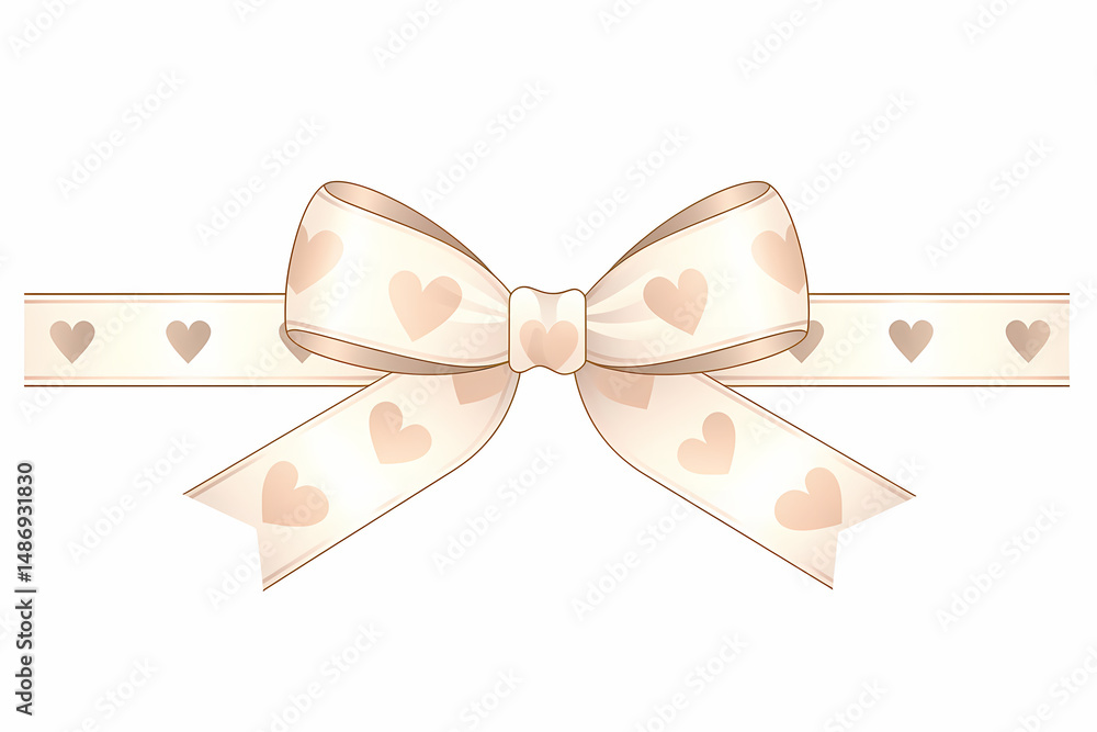 Elegant beige ribbon bow with tiny hearts, perfect for adding a touch of romance to your designs. Ideal for invitations, cards, or packaging. Elegant beige ribbon bow with tiny hearts, perfect for adding a touch of romance to your designs. Ideal for invitations, cards, or packaging.