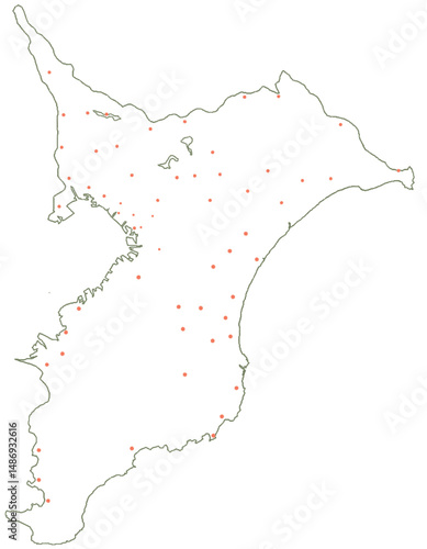 千葉県　地図　白　斑点　イラスト