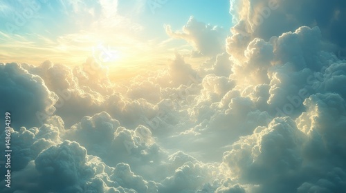 Golden Hour Cloudscape Aerial View of a Serene Sunset Sky