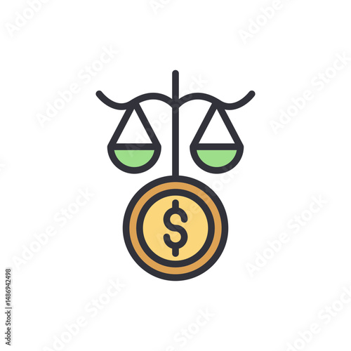 Balance Between Justice And Finance Depicted Through Creative Symbolism