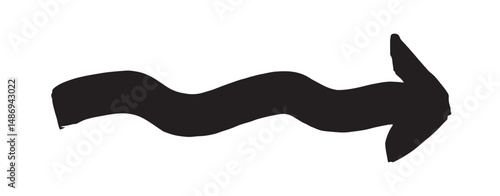 手描きの太め右向き水平横長矢印ベクター