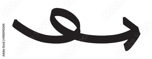 手描きの太い右上向きくるくる矢印ベクター