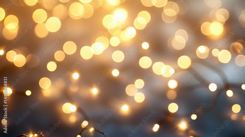 Obraz premium Warm Golden Bokeh Lights Abstract Blurred Background
