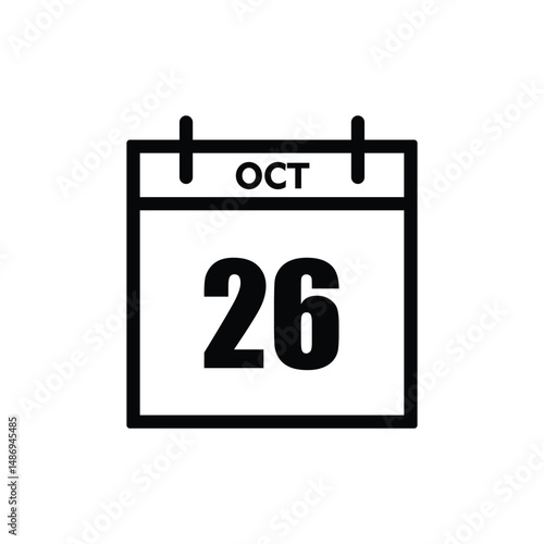 calender icon, 26 october icon with white background